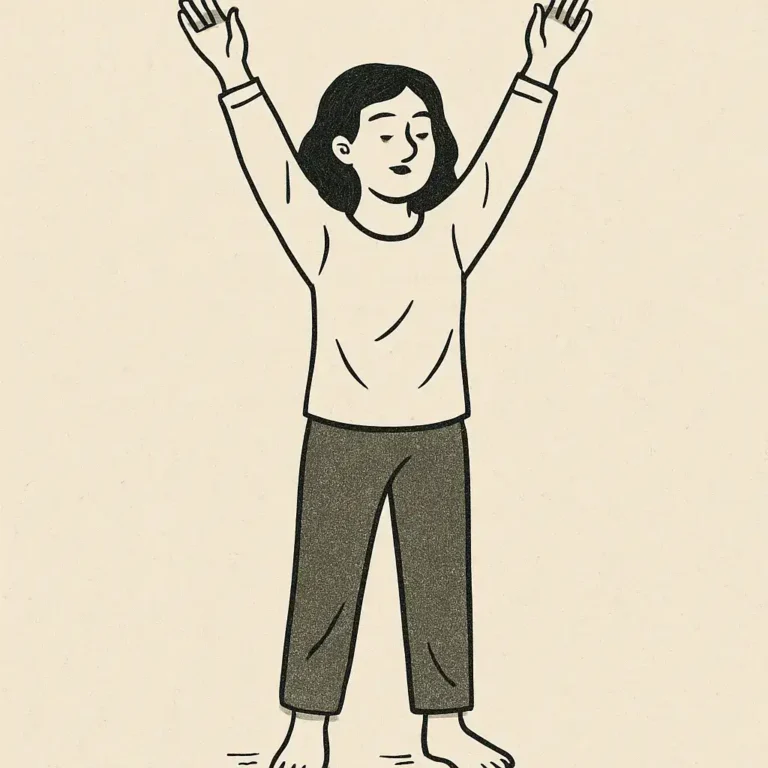 Dessin d'une femme avec les bras tendus vers le ciel