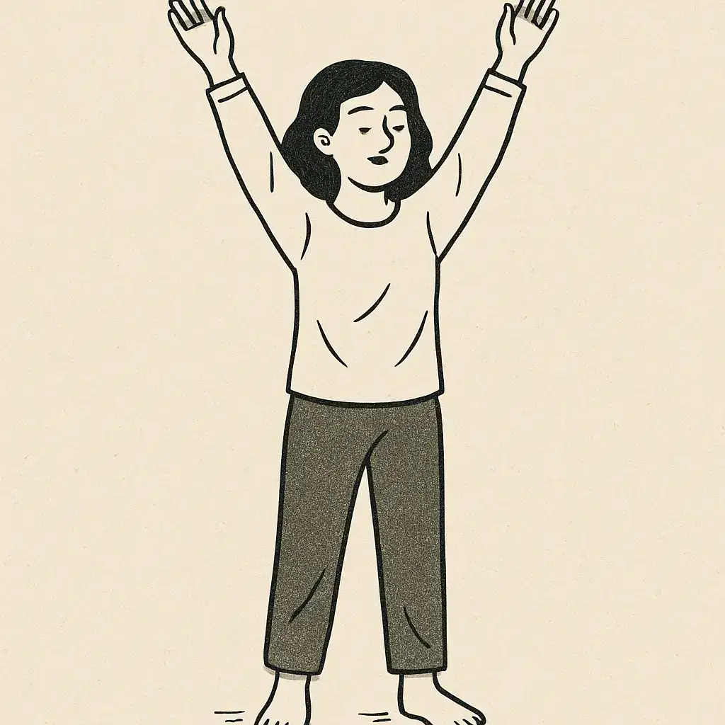 Dessin d'une femme avec les bras tendus vers le ciel