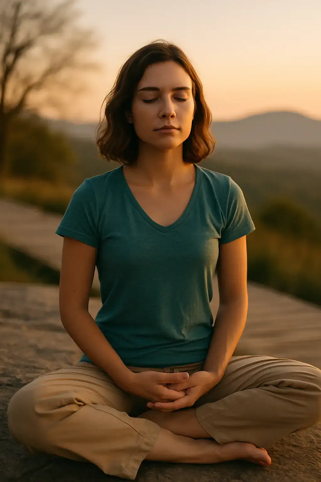 Femme en position de méditation