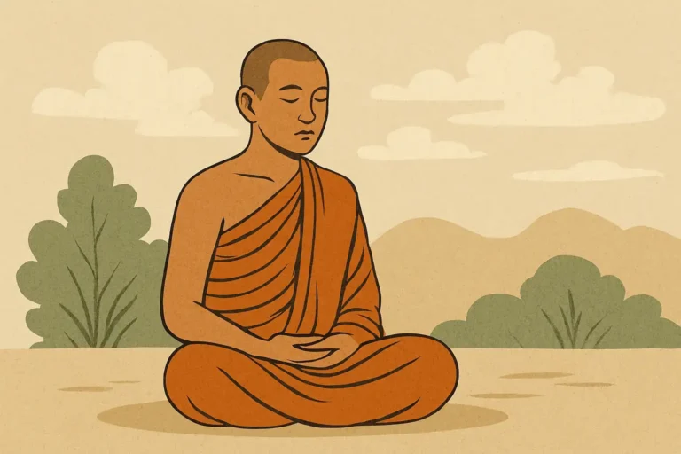 moine en méditation en silence