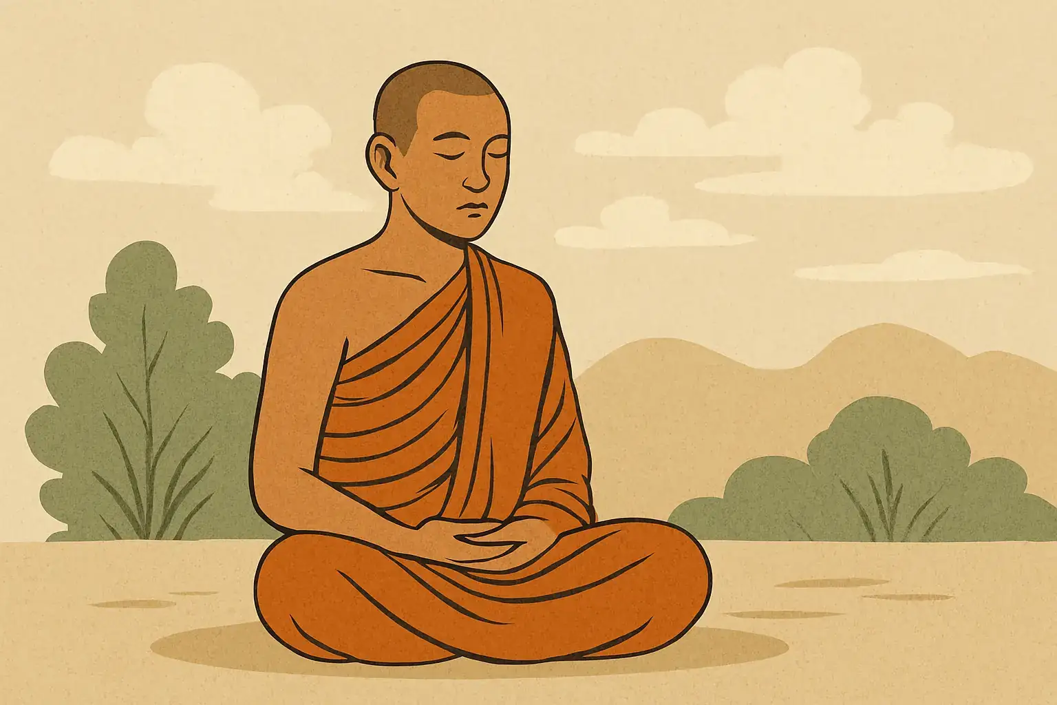 moine en méditation en silence