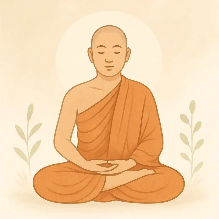 dessin d'un moine en position de méditation