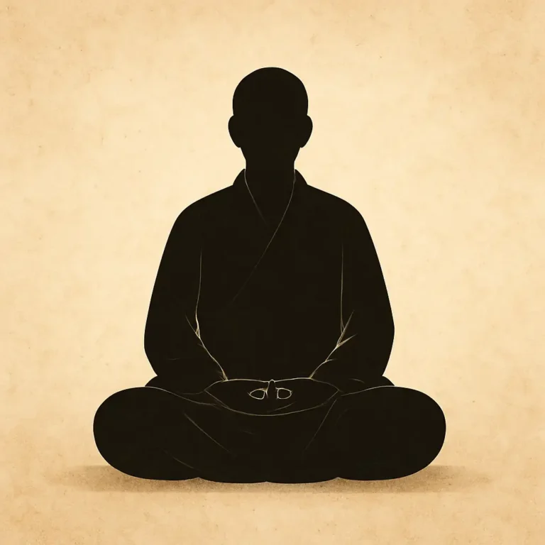 silhouette d'un moine en position de méditation